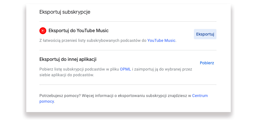 Przenoszenie Google Podcast do YouTube Music