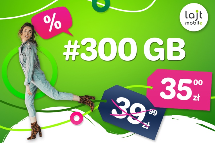 Lajt Mobile 300 GB - obniżka ceny z 39,99 zł do 35 zł