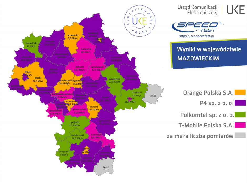 Najszybszy Internet mobilny 2019 - województwo mazowieckie