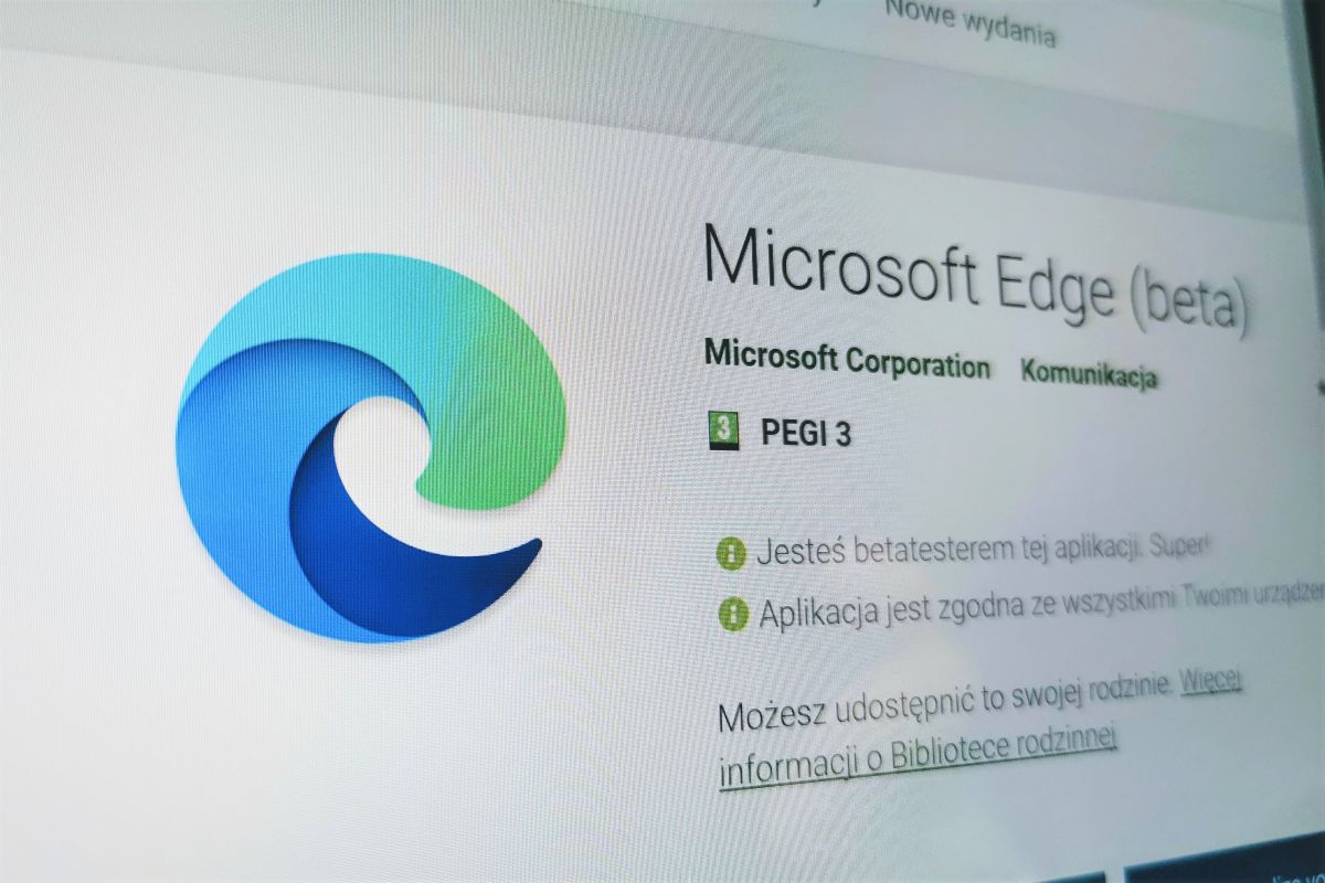 Microsoft Edge beta w Google Play