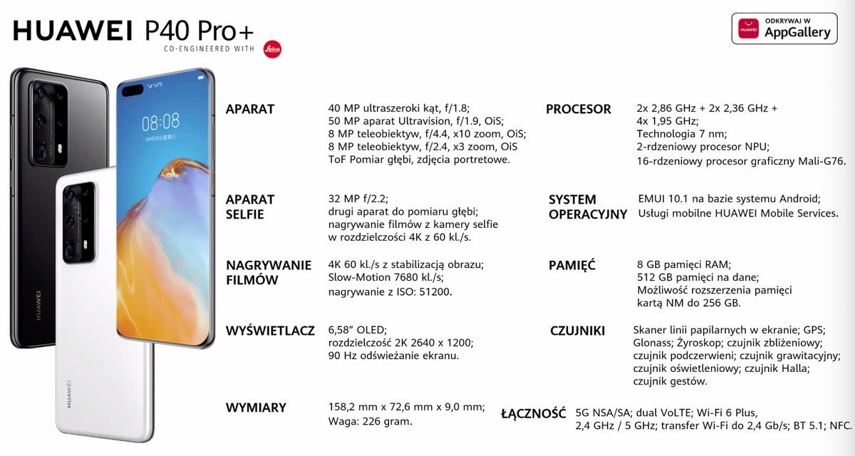 Huawei P40 Pro+ – specyfikacja