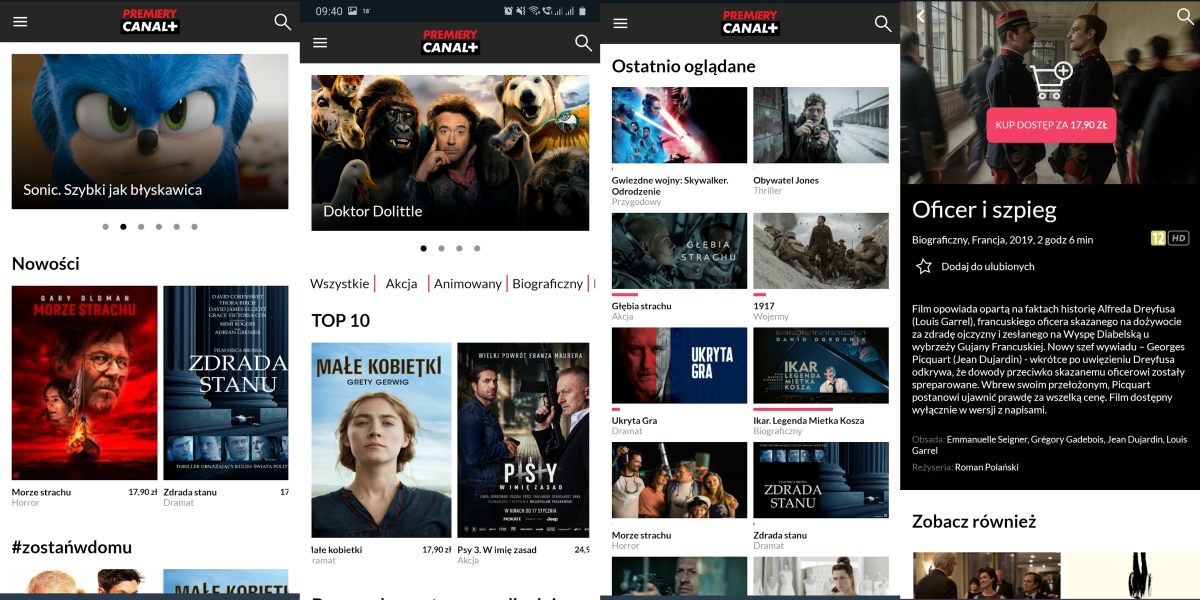 Premiery Canal+ aplikacja zrzuty