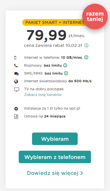 UPC Polska pakiet SMART + INTERNET