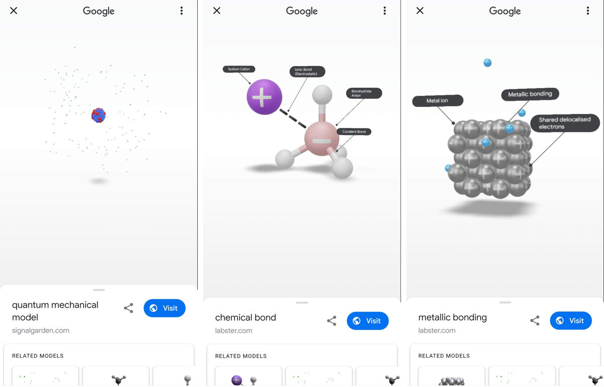 Modele cząsteczek w Google