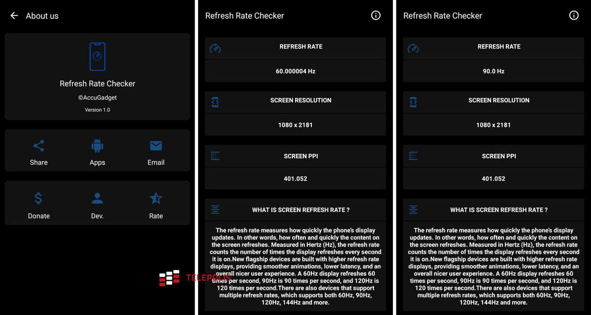 Screen Refresh Rate dla Androida