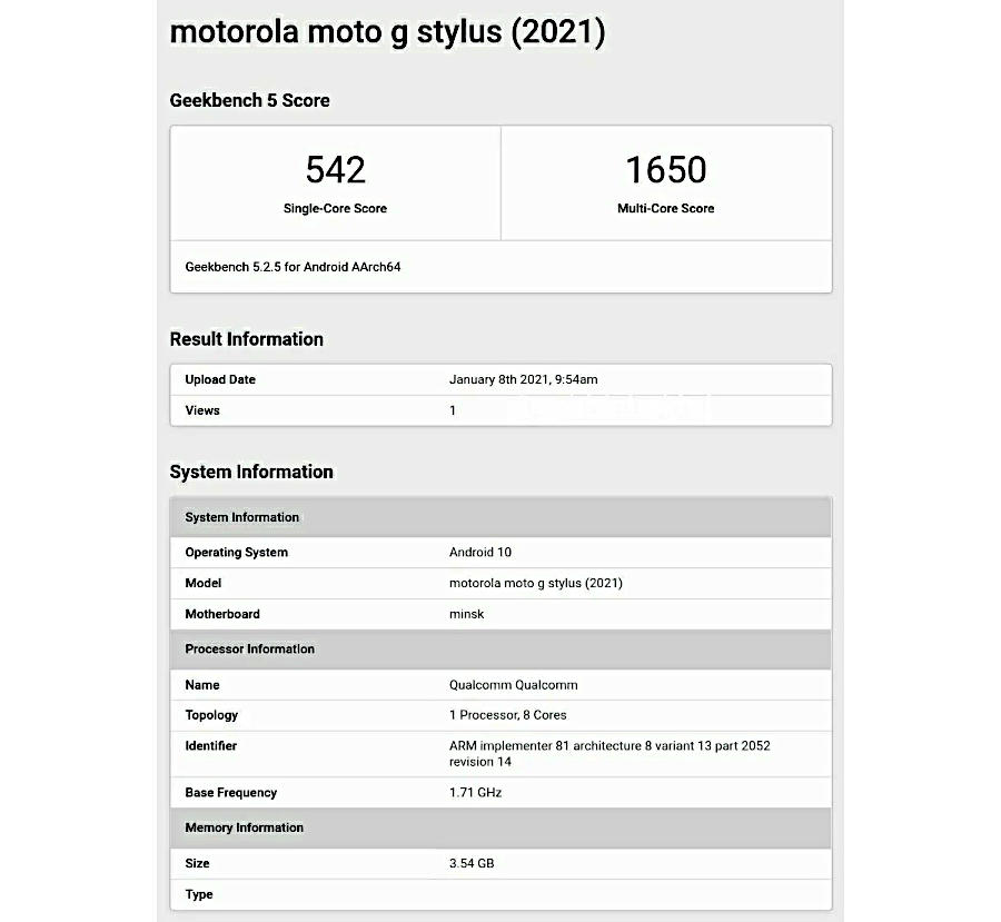 Motorola z rysikiem: Moto G Stylus (2021) ma Snapdragona 678 i debiutuje w Geekbench