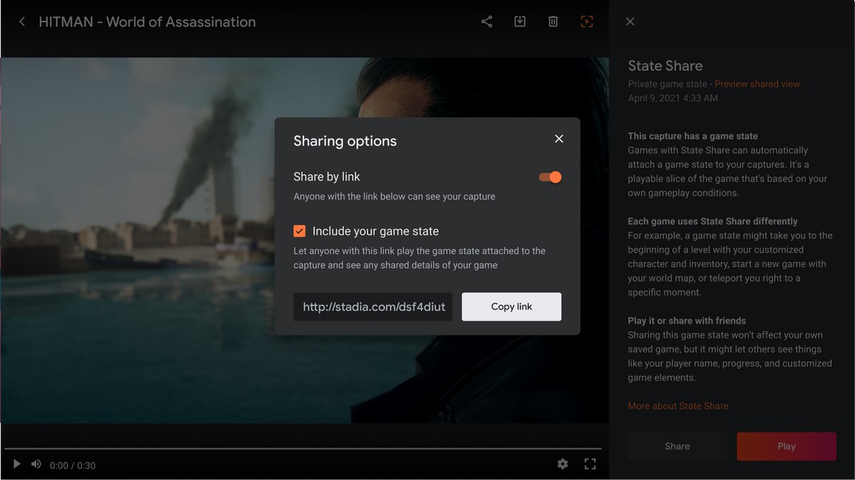 State Share w Google Stadia