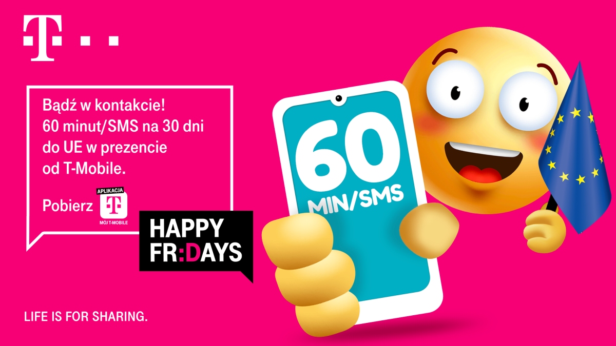 T-Mobile Happy Fridays 60 minut/SMS-ów do UE gratis
