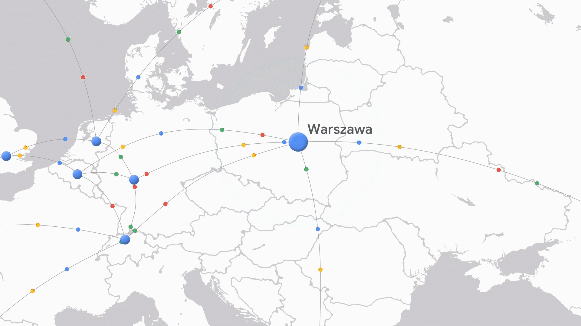 Mapa Europy Google Cloud