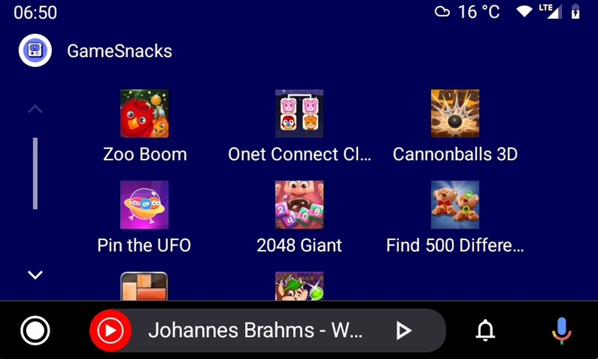 Android Auto GameSnacks