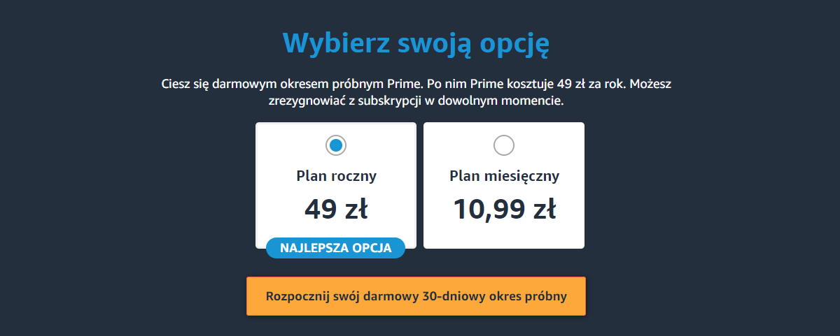 Amazon Prime w Polsce cena