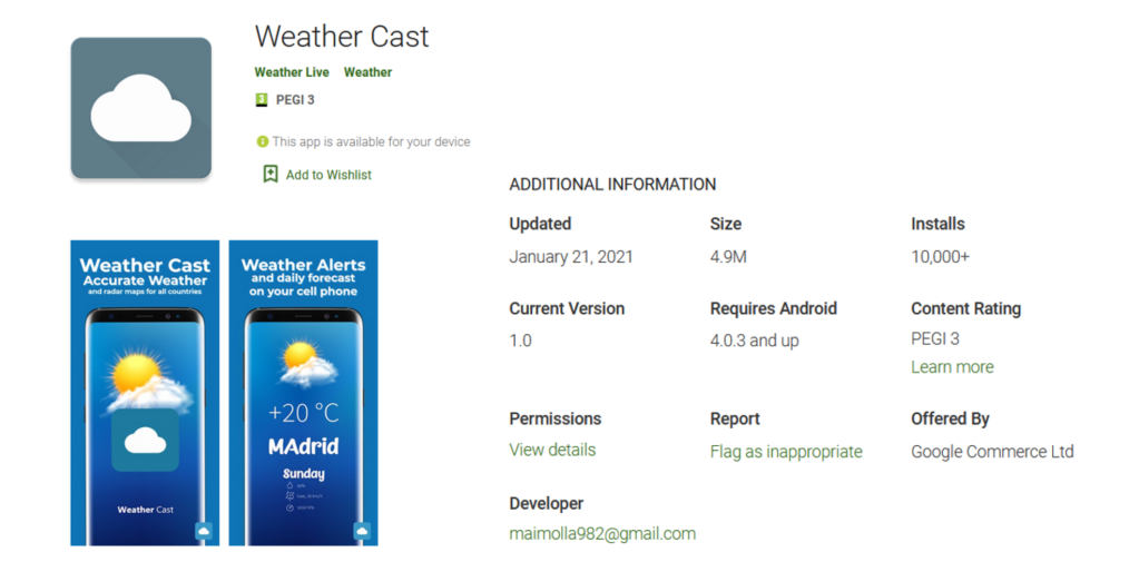 Google Play: strzeż się tych apek pogodowych.  Mayor trojana bankowego