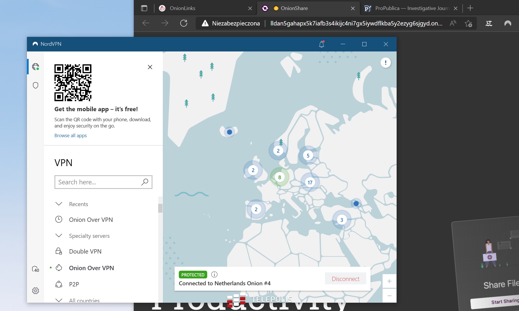 NordVPN mit Zwiebelverbindung