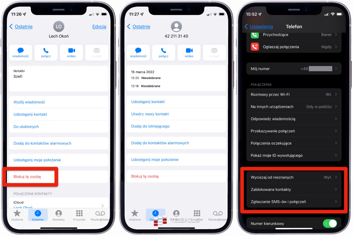 Jak zablokovat neznámé číslo - iPhone