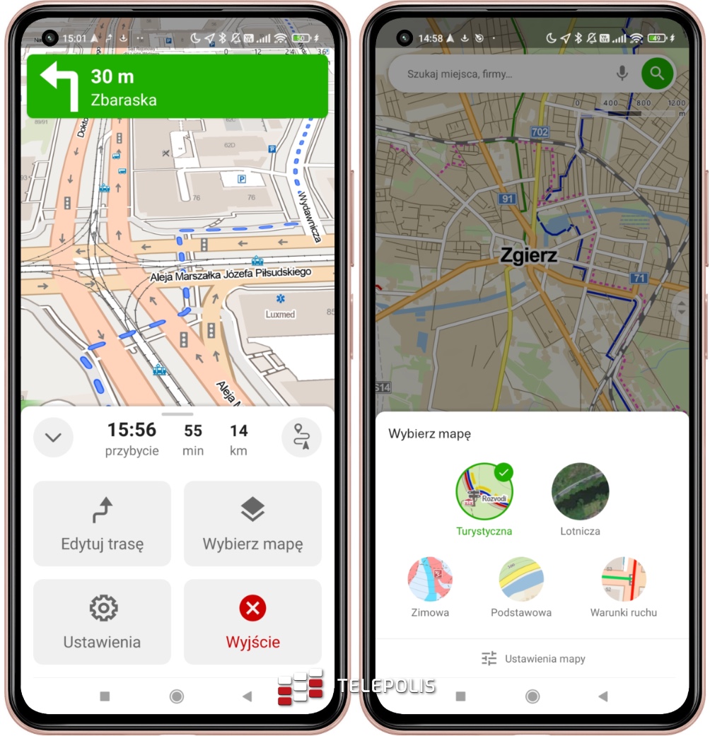 Różne rodzaje map w Mapy.cz