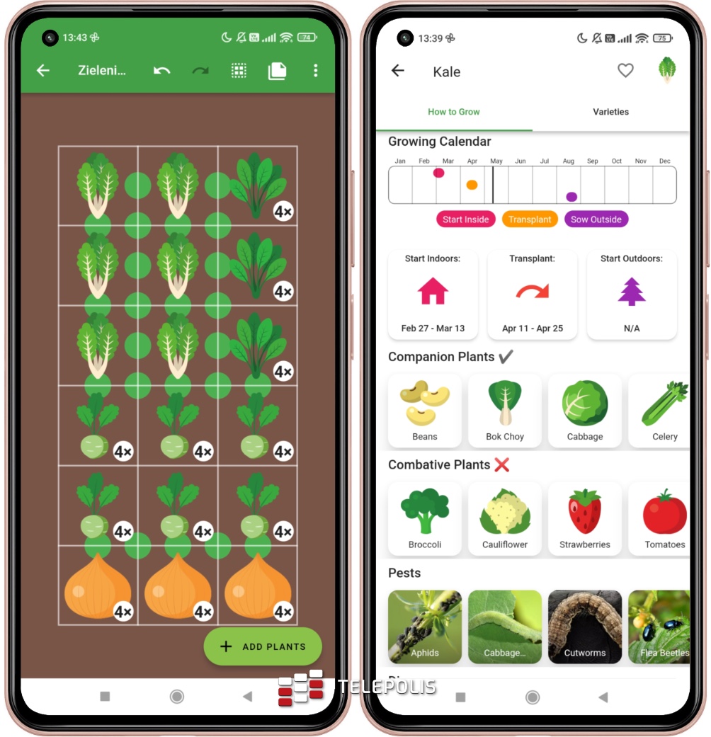 Garden planning in the Planter app for Android