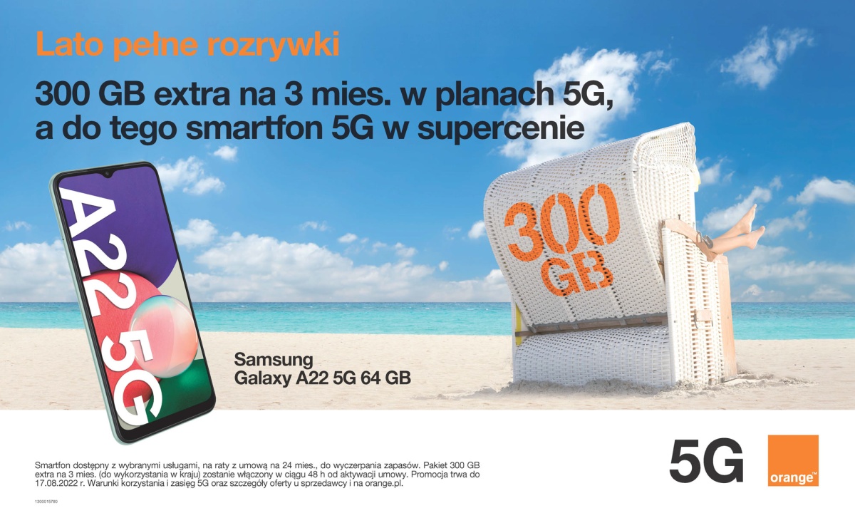 Galaxy A22 5G 300 Go bande orange
