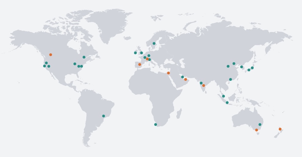 Regiony działające i planowane Amazon AWS
