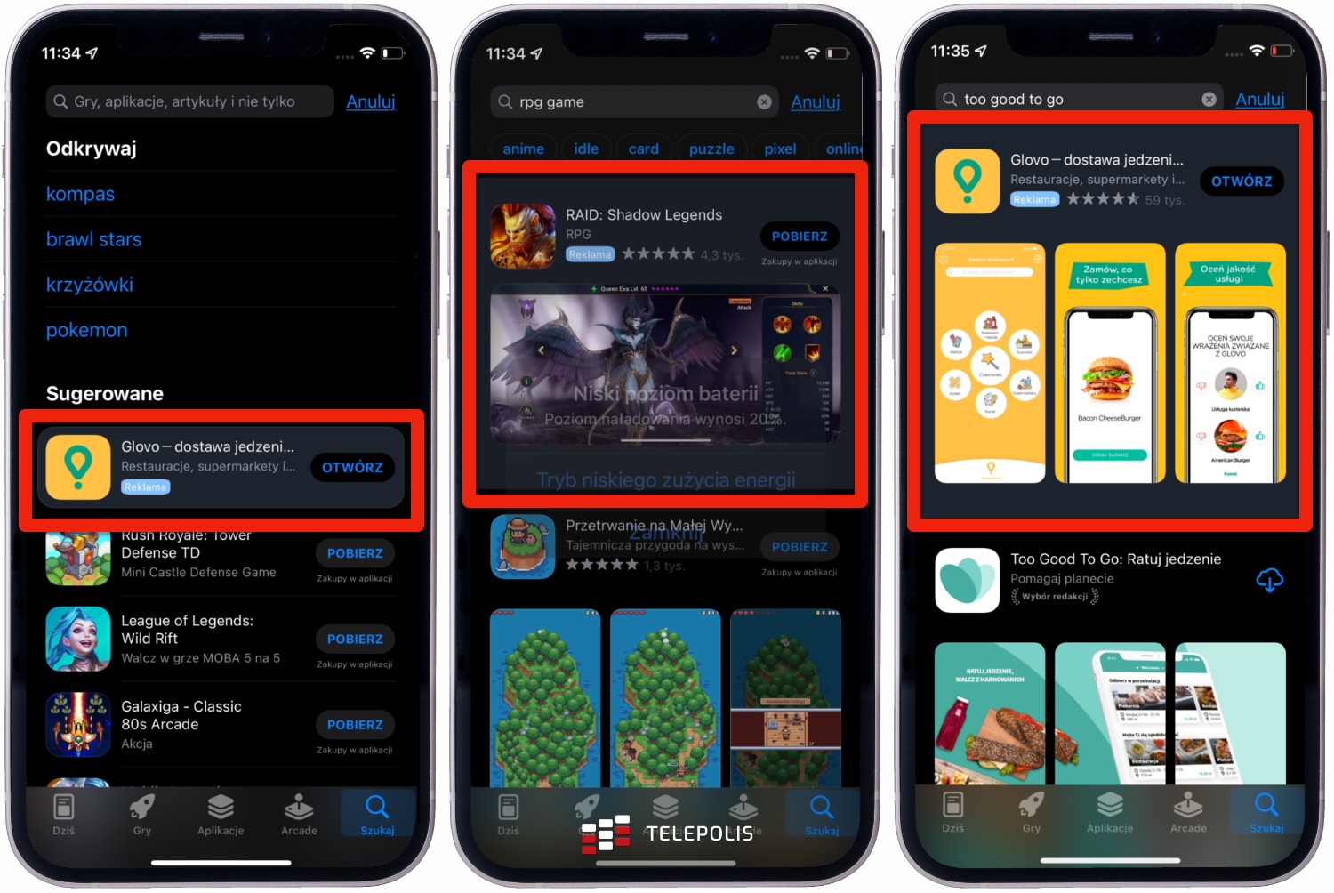 Przykłady reklam w App Store