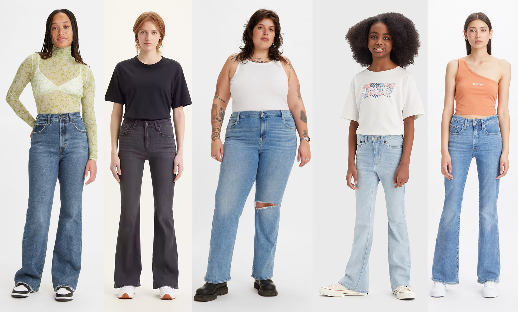 Modelki o różnych typach urody na stronie Levi's