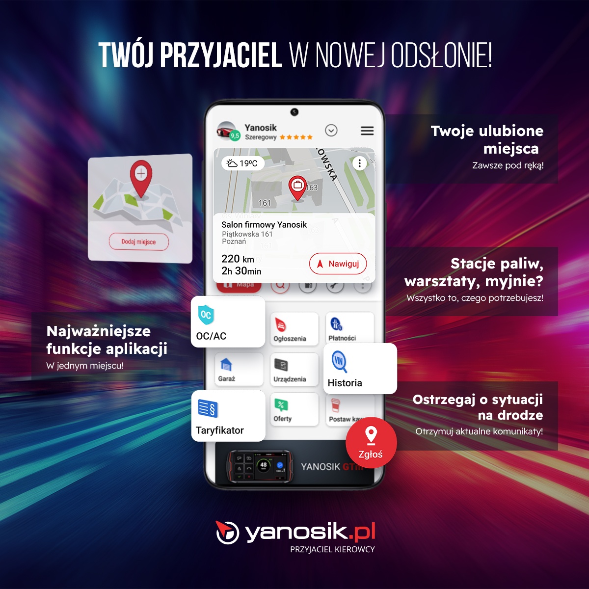 Yanosik aplikacja nowy wygląd