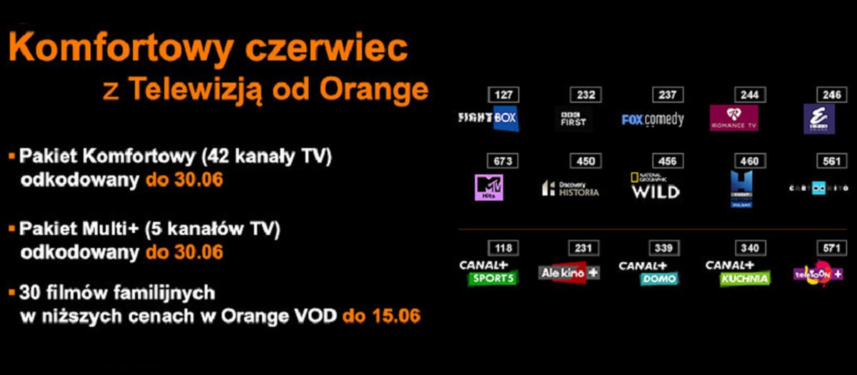 Orange TV odkodowane kanały baner