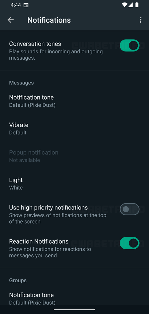 Material Design 3 w interfejsie WhatsAppa