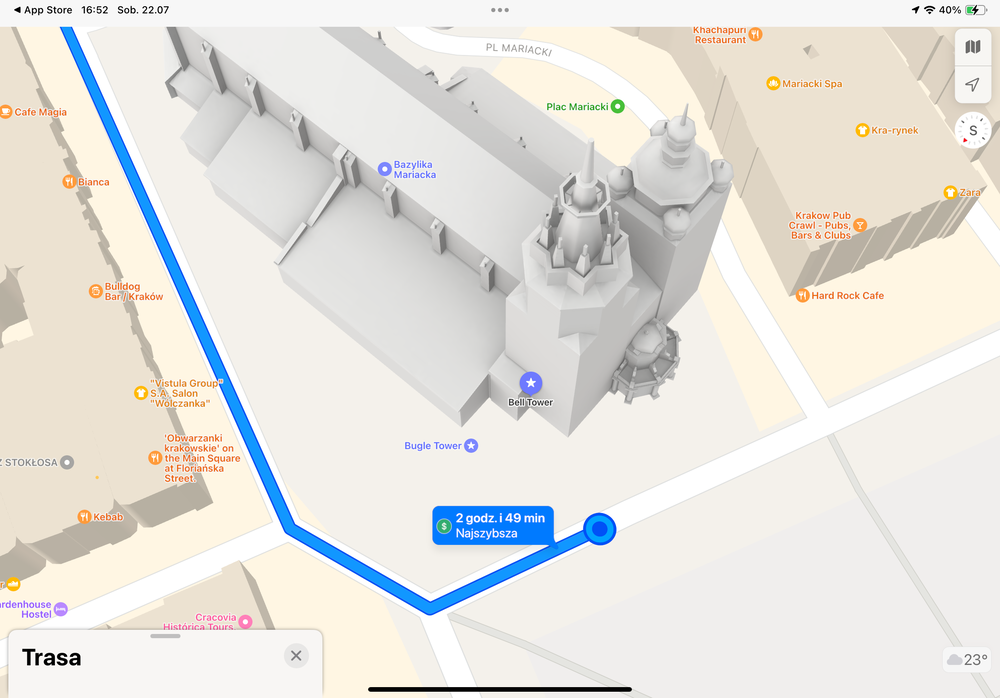 Widok 3D w mapach Apple
