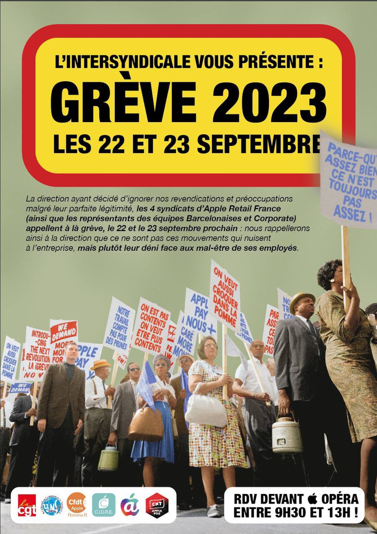 Francja Apple Store strajk plakat