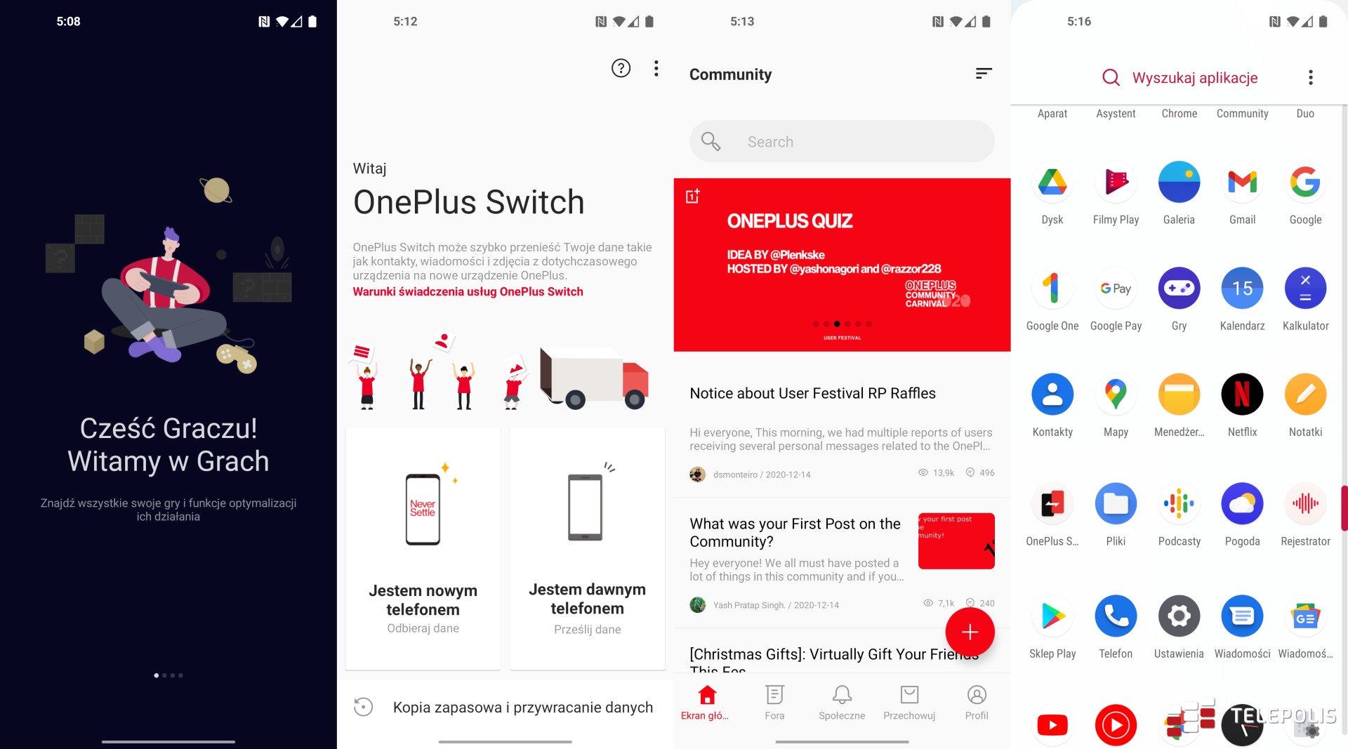 OnePlus 8T zrzuty - aplikacje