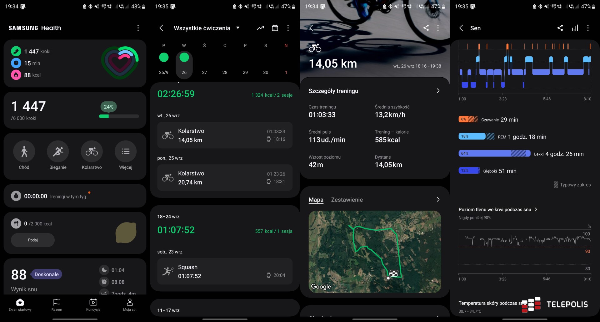 Samsung Galaxy Watch6 Classic zrzuty - Samsung Health na smartfonie