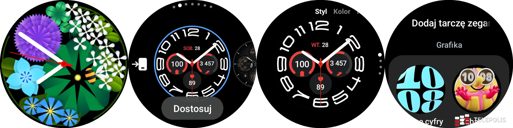 Samsung Galaxy Watch6 Classic zrzuty - zmiana tarczy zegara