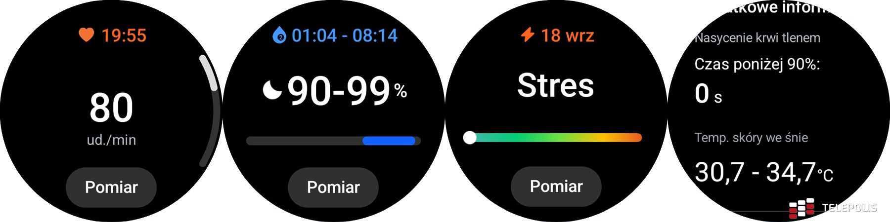 Samsung Galaxy Watch6 Classic zrzuty - pomiary zdrowotne