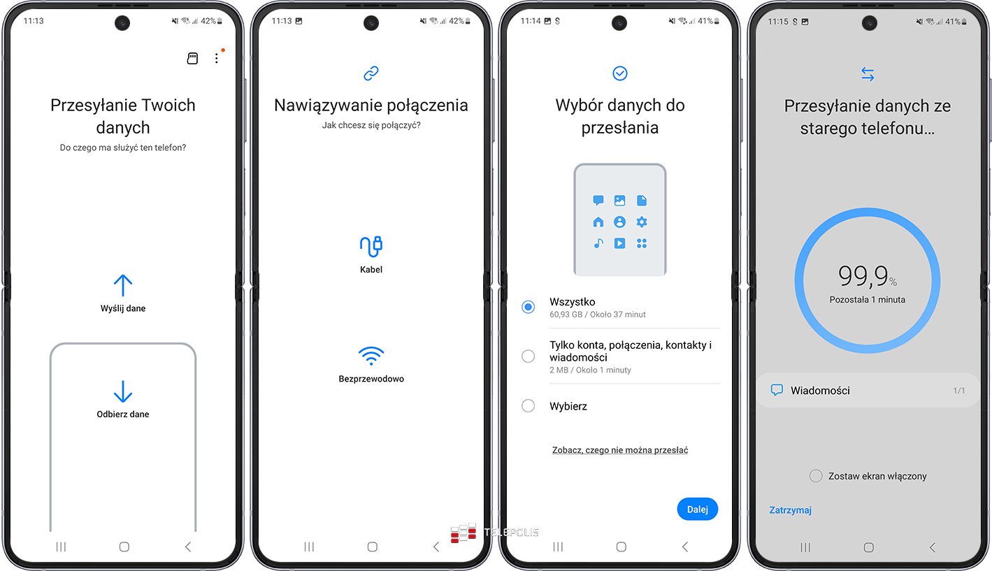 zrzuty ekranu aplikacji samsung smart switch